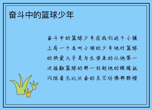 奋斗中的篮球少年